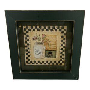 Jo Moulton “Birdhouse Kitchen” Framed Wall Art – Country Folk Style Print – 1999